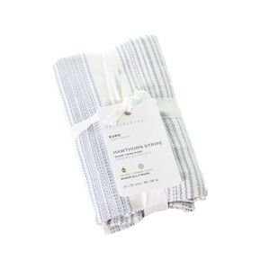 NWT Pottery Barn Hawthorn Striped Cotton Sham - (1) Euro Blue White